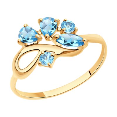 Inel din Aur Roz 14k cu Topaz - 1