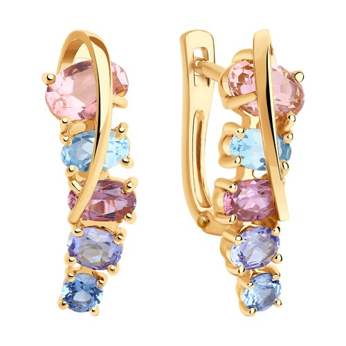 Cercei din Aur Roz 14k cu Sital si Topaz - 2