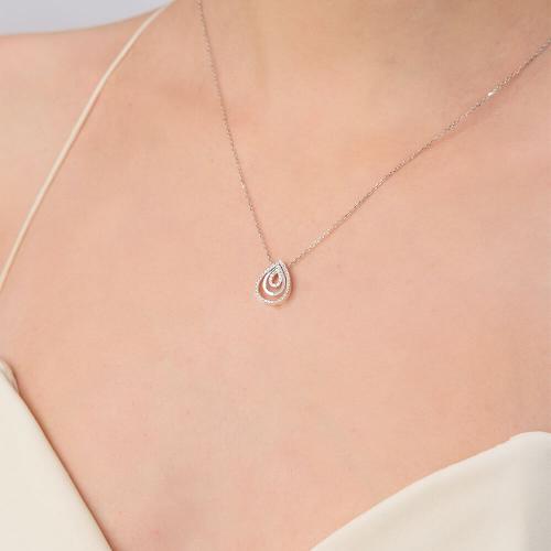 Colier Aur Alb 14K cu Zirconiu - 2