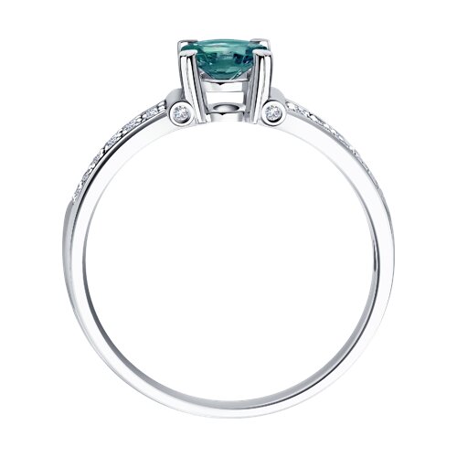 Inel din Aur Alb 14K cu Diamante si Alexandrit hidrotermal - 2