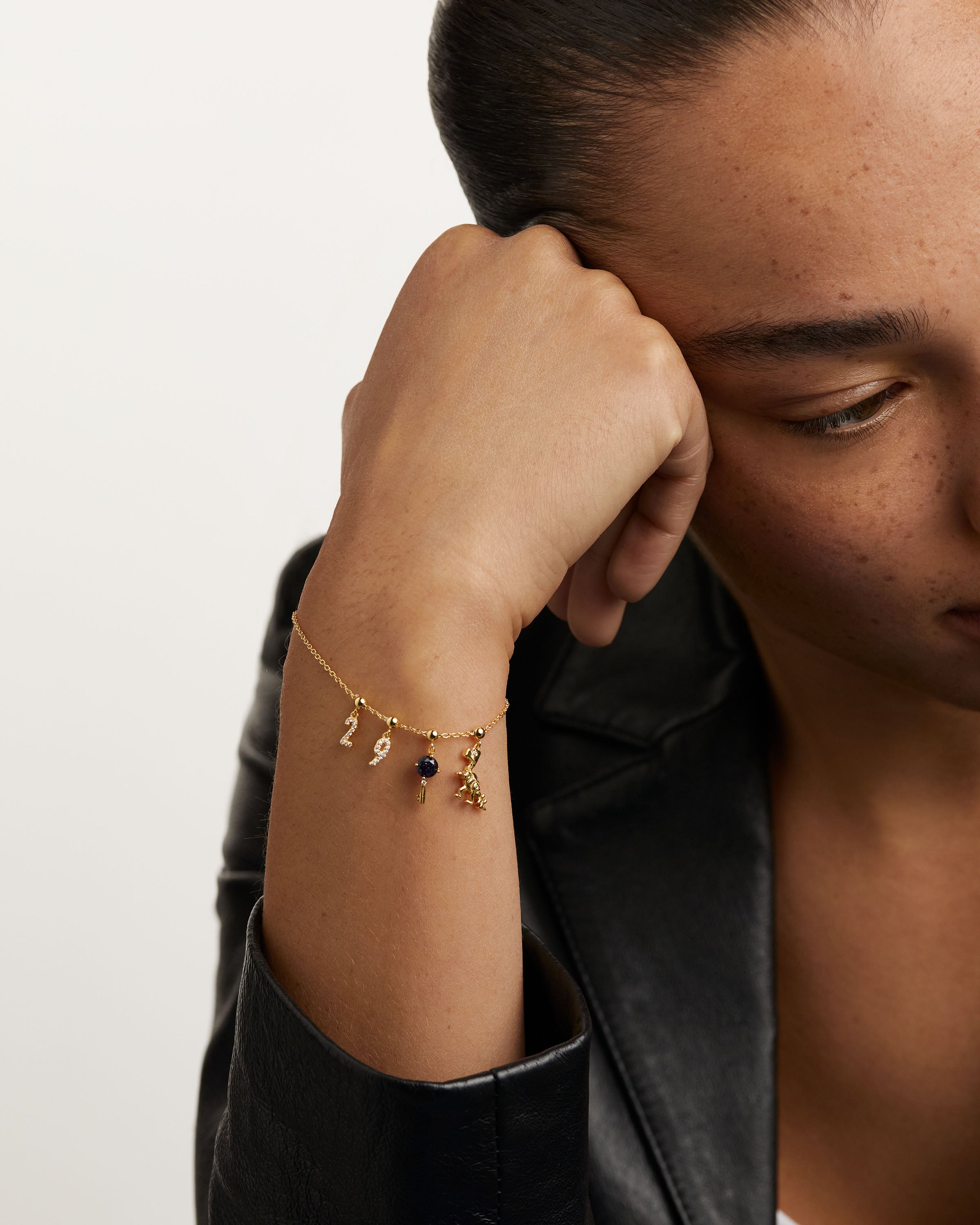 Pandantiv Charm din Argint placat cu Aur cu Zirconiu - 12