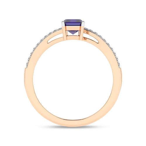 Inel din Aur Roz 14K cu Tanzanit 0.56Ct si Diamante 0.08Ct - 2