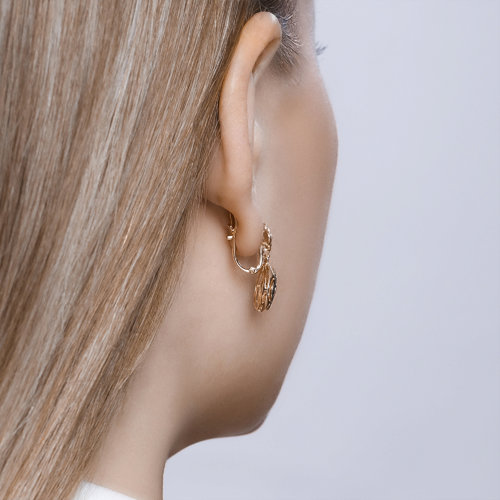 Cercei din Aur Roz 14K cu Diamante  - 3