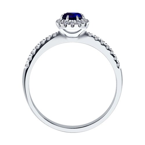 Inel  din Aur Alb 14K cu Diamante si Safir - 3