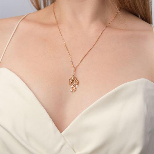 Pandantiv Aur Roz 14K cu Zirconiu - 2