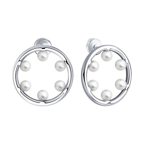 Cercei din Argint cu Perla sintetica si Zirconiu - 2