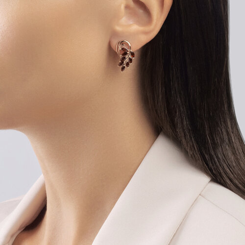 Cercei din Aur Roz 14k cu Granat - 3