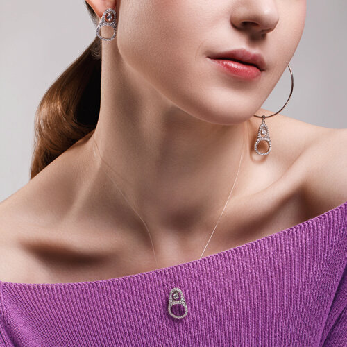 Colier pe fir transparent din Argint cu Zirconiu - 2