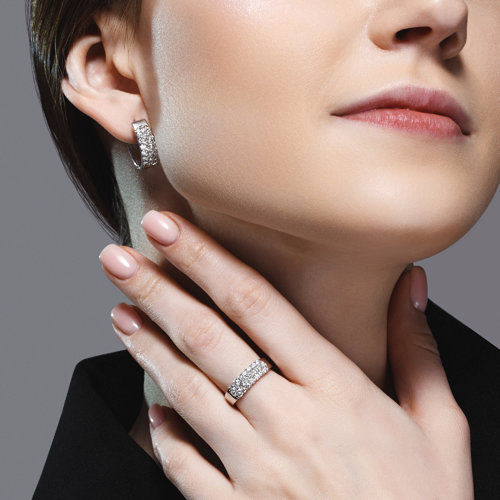 Cercei din Aur Alb 14K cu Diamante  - 3