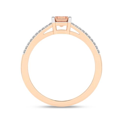 Inel din Aur Roz 14K cu Morganit 0.53Ct si Diamante 0.12Ct - 2