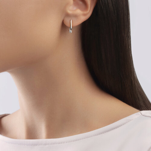 Cercei din Aur Alb 14K cu Diamante - 2