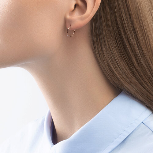 Cercei Congo din Aur Roz 14K diametrul 10mm - 3