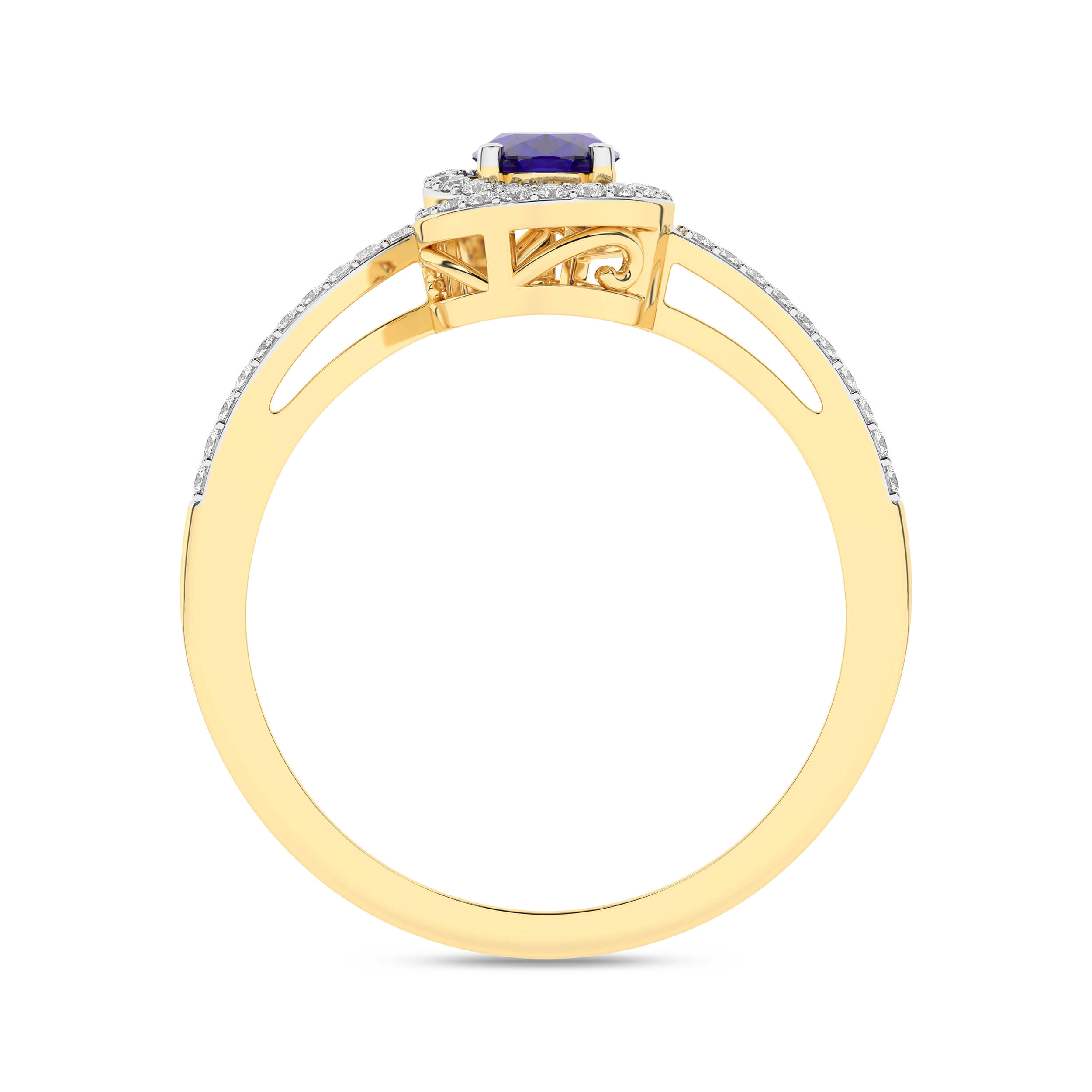 Inel din Aur Galben 14K cu Tanzanit 0.48Ct si Diamante 0.10Ct - 2