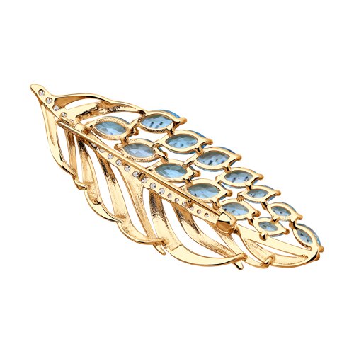 Brosa din Aur Roz 14K cu Topaz si Zirconiu - 2