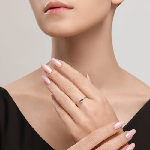 Inel din Aur Alb 14K cu Diamante si Tanzanit - 4