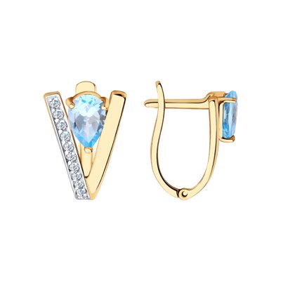 Cercei din Aur Roz 14K cu Topaz si Zirconiu - 1