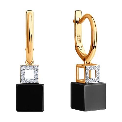 Cercei din Ceramica cu Aur Roz 14K si Diamante  - 2