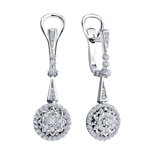 Cercei din Aur Alb 14K cu Diamante  - 2