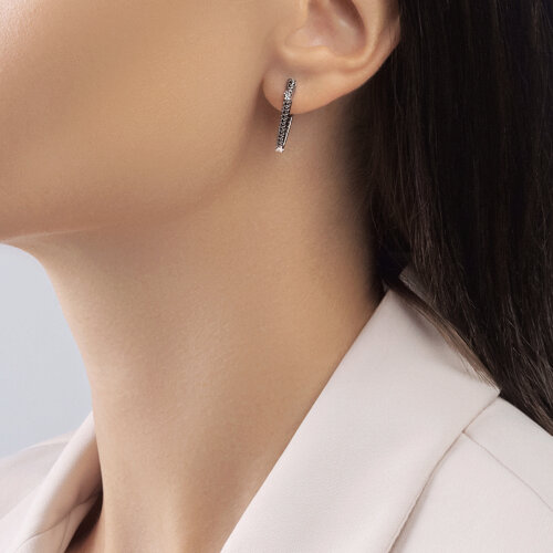 Cercei din Aur Alb 14K cu Diamante - 2