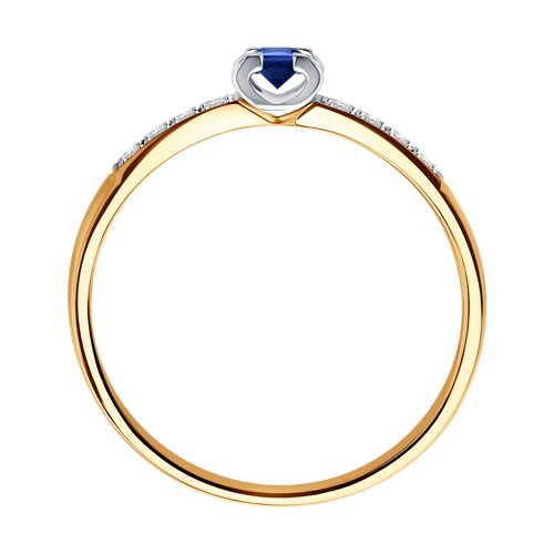 Inel din Aur Roz 14K cu Diamante si Safir - 2