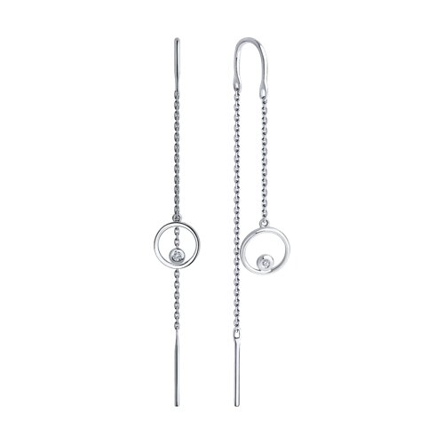 Cercei din Aur Alb 14K cu Diamante - 2