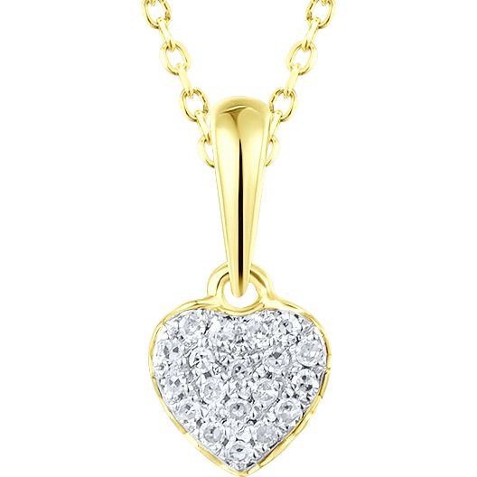Pandantiv din Aur Galben 14 K cu Diamante Inima - 1