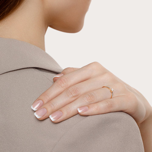 Inel din Aur Roz 14K cu Diamante - 5