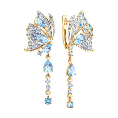 Cercei din Aur Roz 14K cu Topaz si Zirconiu - 1