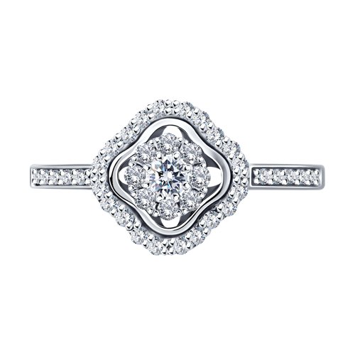 Inel din Aur Alb 14K cu Diamante  - 3