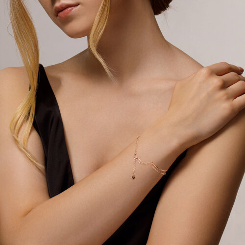 Bratara din Aur Roz 14K cu Diamante - 4