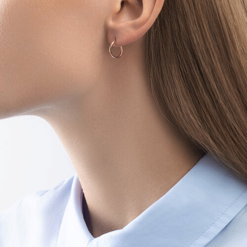 Cercei Congo din Aur Roz 14K diametrul 10mm - 3