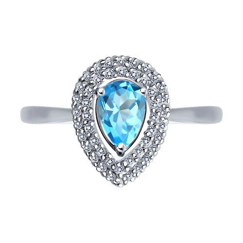 Inel din Aur Alb 14K cu Diamante si Aquamarin - 4