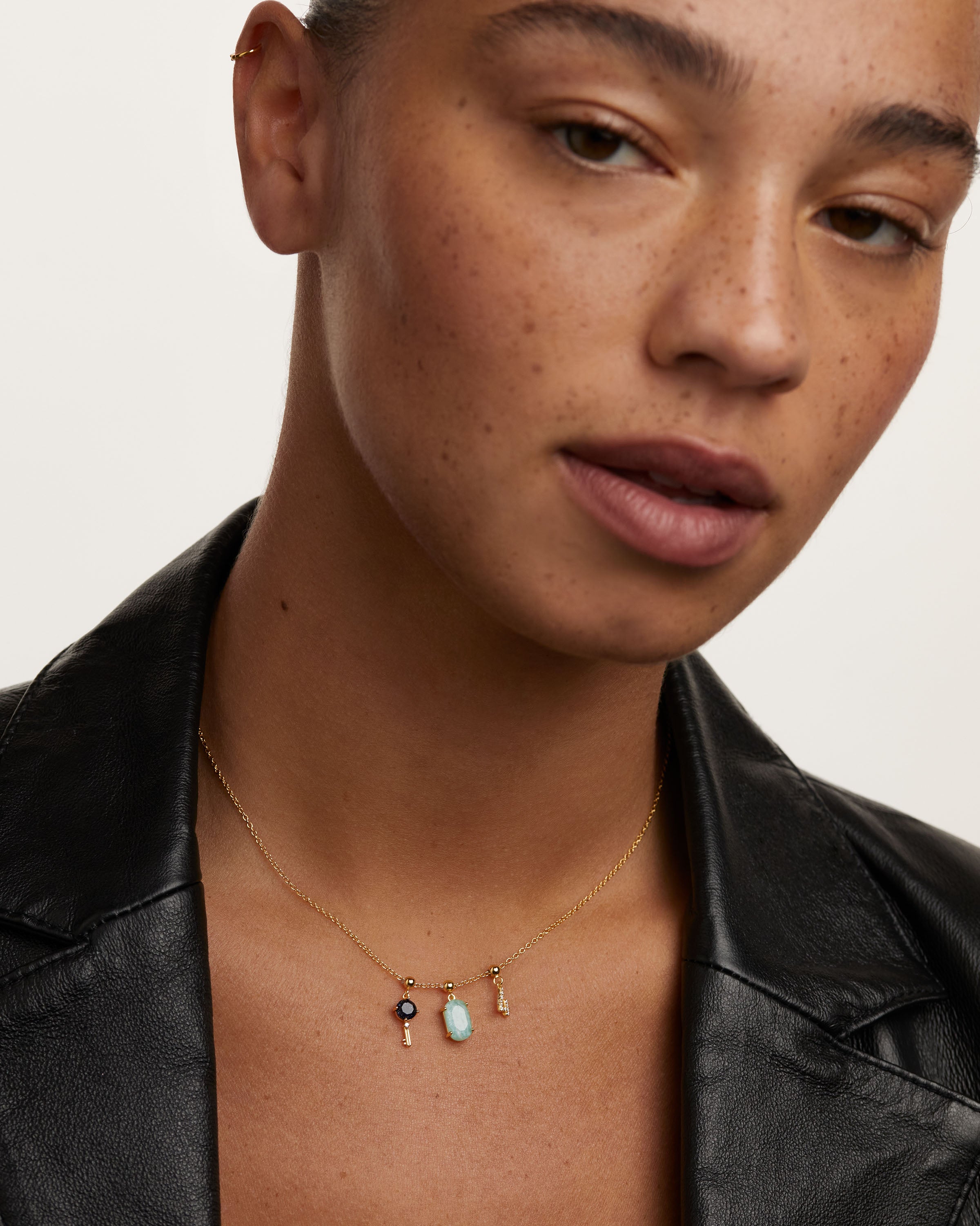 Pandantiv Charm din Argint placat cu Aur cu Zirconiu - 5