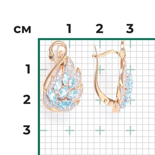 Cercei Aur Roz 14K cu Topaz,Zirconiu - 2