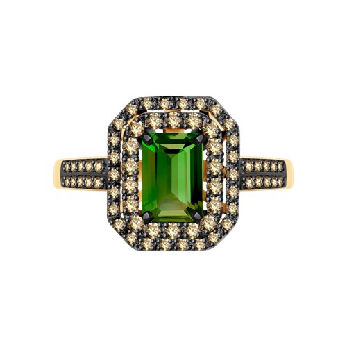 Inel din Aur Roz 14K cu Diamante si Turmalina - 3