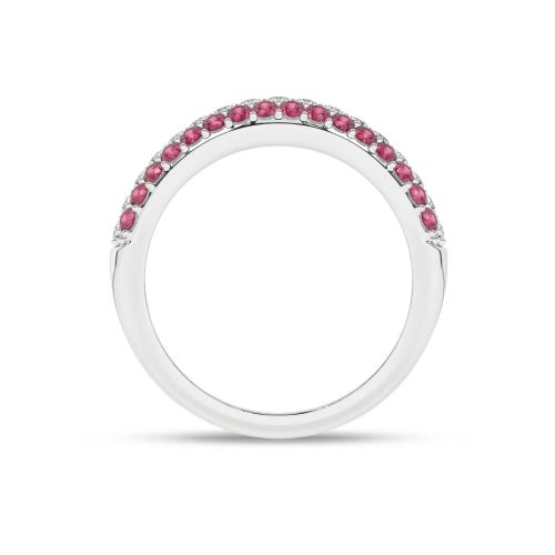 Inel din Aur Alb 14K cu Rubin 0.51Ct si Diamante 0.258Ct - 3