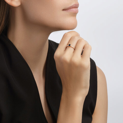 Inel din Aur Roz 14K cu Diamante si Safir - 4