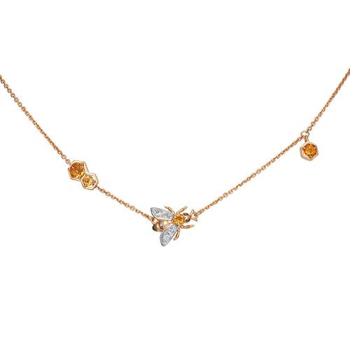 Colier Aur Roz 14K cu Citrin,Topaz - 1