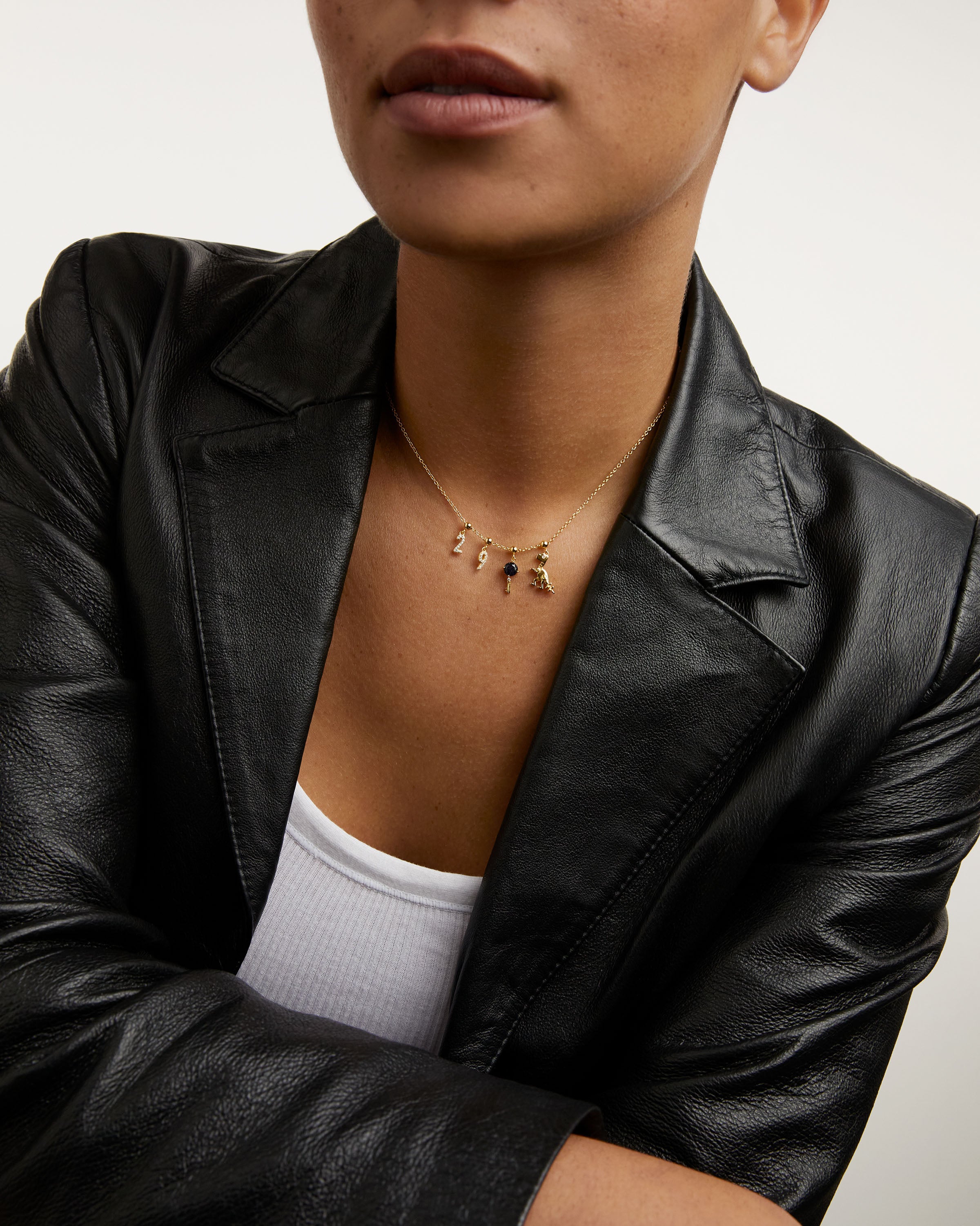 Pandantiv Charm din Argint placat cu Aur cu Zirconiu - 10