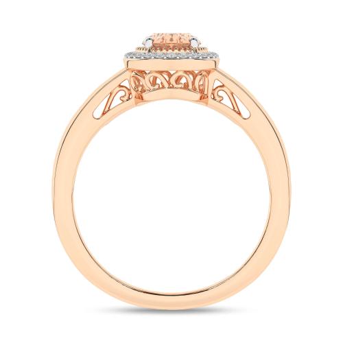 Inel din Aur Roz 14K cu Morganit 0.70Ct si Diamante 0.076Ct - 2