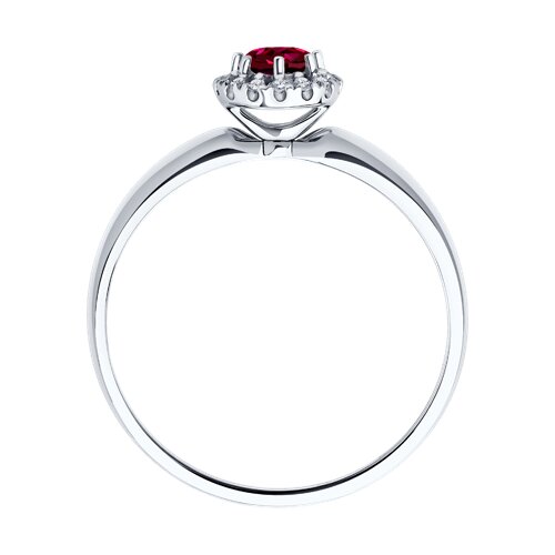 Inel din Aur Alb 14K cu Diamante si Rubin - 3