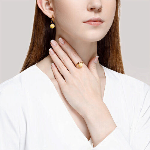 Inel din Aur Roz 14K cu Chihlimbar  - 5