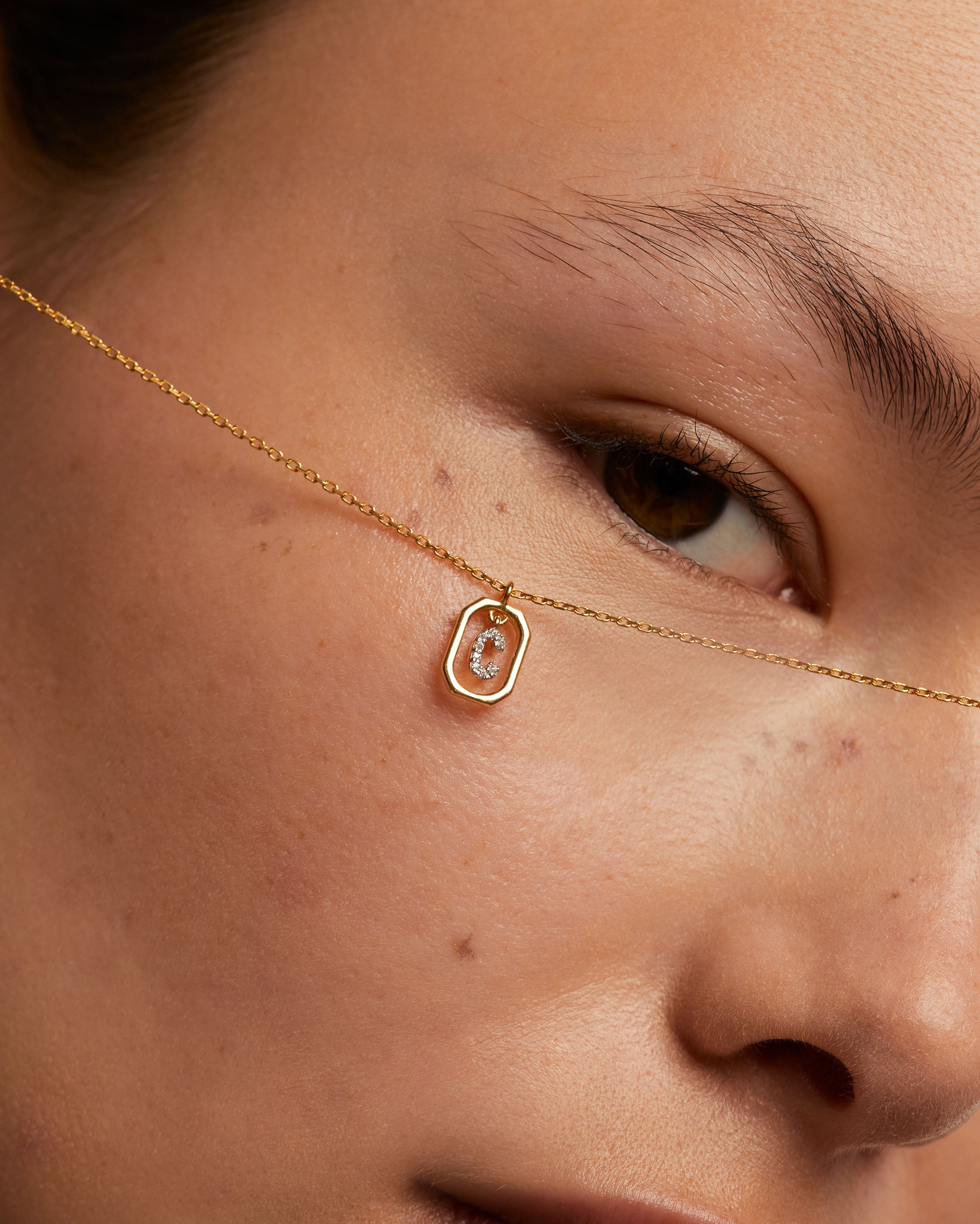 Colier din Argint placat cu Aur cu Zirconiu Litera C - 3