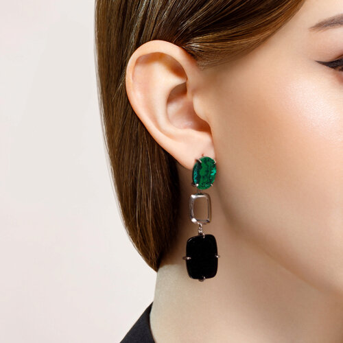 Cercei din Argint cu Agat si Malachit - 2