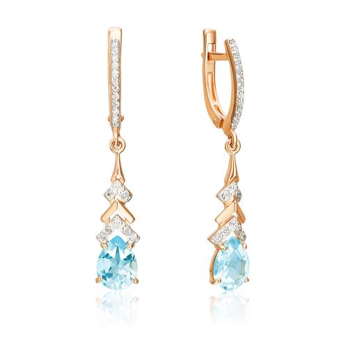 Cercei Aur Roz 14K cu Topaz,Zirconiu - 1