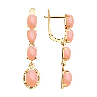 Cercei din Aur Roz 14K cu Opal roz natural - 1