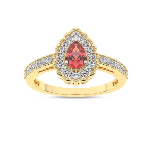 Inel din Aur Galben 14K cu Rubin 0.38Ct si Diamante 0.20Ct - 4