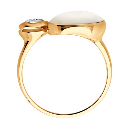 Inel din Aur Roz 14K cu Diamant si Sidef - 4