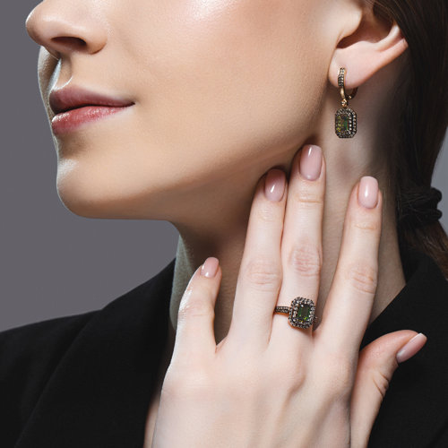 Inel din Aur Roz 14K cu Diamante si Turmalina - 4