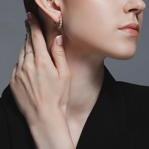 Cercei din Aur Galben 14K cu Diamante - 2